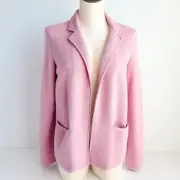 Talbots Ribbed Open Front Jacket Womens S Pink Lambswool Blend Brand New $139