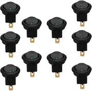 E Support 10pc Car Truck Rocker Toggle LED Switch Green Light On-Off Control 12V 16A