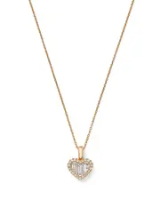 Bloomingdale's Fine Collection Diamond Baguette & Round Heart Pendant Necklace in 14K Yellow Gold, 0.33 ct. t. w.