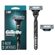 Gillette Mach3 Men's 3-Blade Razor, 1 Handle + 2 Cartridges 047400658929VL
