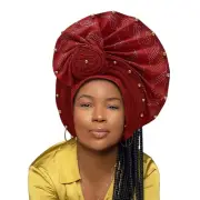 Nigerian Headtie African Head Wraps Already Made Auto Gele African Turban Cap...