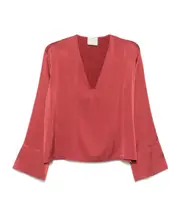 Silk v-necked blouse 1 Red