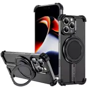 Magnetic Metal Rimless Bumper Stand case For iPhone 16 15 14 13 12 Pro max Plus