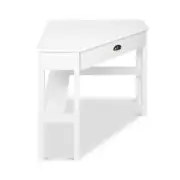 Triangle Computer Desk Corner Table White Storage Drawer Home Workstation