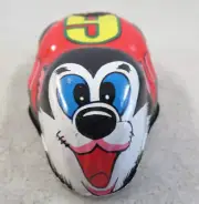 VINTAGE YONE TIN FRICTION TOY MADE IN JAPAN BLACK & WHITE CAT RACING #6 D1