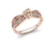 0.75ctw Round Brilliant Cut Diamond Ladies Accent Flower Fancy Ring 10K Gold