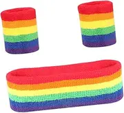 [GOOHOCHY] 1Set Outdoor Fitness Sweat Band Absorbent Hairband Wristband for Sports Exercise and Gym Activities Durable Elastic Breathable Materials Present for