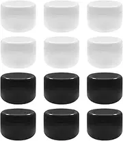 Cosmetic Jars, 12 Pcs 20 Gram BPA Free Refillable Makeup Sample Empty Containers with Lids for Make Up, Paint, Jewelry, Travel (6 White 6 Black)