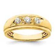0.38ct. CZ Solid Real 14K 3-Stone Complete Men's Ring