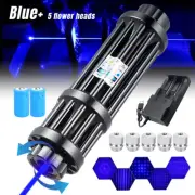 10W Adjustable Blue Burning Laser Pointer Visible Dot Torch Light Rechargeable