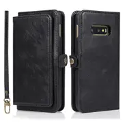 Case Card Slot Holder Cash Pocket PU Leather Sleeve, Black - Samsung S10E