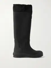 [BALLY] BALLY - Clover Twill-trimmed Coated-leather Knee Boots - Black - IT36 IT 36 Black