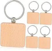 5pcs Blank Wooden Keychains for DIY Crafting Smooth Polished Key Tags for Engraving for and Creative Projects Unfinished Key Rings