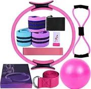 Pilates Essentials Kit for Women, Pilates Ringn, Yoga Sets for Women, Hip Exercise Band Yoga Ball 25cm Figure 8 Resistance Band