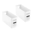 2 x Storage Container W/ Handle Crate Organiser Pantry Basket Tub 25X10X15CM
