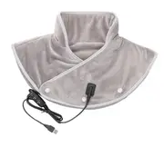 Electric Heating shoulder Neck Pad Massager USB Cervical Brace Wrap Thermal Compress Relieve Pain Fatigue Warm Back Brace Tool Grey Just Heat