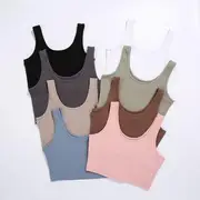 Plain Cropped Tank Top Beige - S