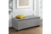 Artiss Storage Ottoman Blanket Box 97cm Linen Light Grey