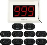 Retekess T114 Restaurant Pager System,Wireless Calling System,Low Battery Alert,656ft,10 Waterproof Alert Call Buttons for Nursing Home,Clinic,Resort,Salon