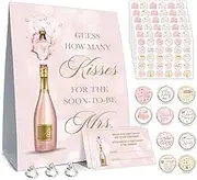 How Many Kisses Bridal Shower Games, How Many Kisses Standing Sign 50 Guessing Cards 180 Bridal Shower Kisses Stickers, How Many Kisses Bridal Shower Game Set for Bridal Shower Decoration Activities