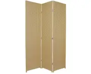 Woven Room Divider Screen Beige 3 Panel