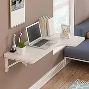 L Type Corner Table Wall Mounted Multifunction Drop Leaf Workbench Hanging Computer Desk for Home Office White