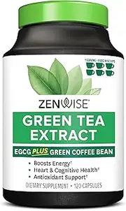 Zenwise Health Green Tea Extract Supplement With Egcg & Vitamin C - Antioxidants & Polyphenols For Immune System - For Weight Support & Energy - Natural Pills For Brain & Heart Health - 120 Count