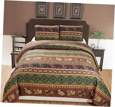 Rustic Western Southwestern Brown Quilt Set With Native American Designs Queen