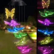 Color-Changing Solar Butterfly Wind Chime - Outdoor Patio Deck Yard Garden Home