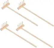 Abaodam 4pcs Mini Wood Rake Sand Rake Sand Outdoor Mini Digging Table Slug Crafts Garden Tools Wood Khaki