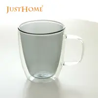在飛比找momo購物網優惠-【Just Home】清透彩色雙層玻璃馬克杯380ml 灰色