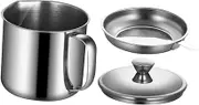 Alipis Stainless Steel Oil Strainer Container Grease Strainer Pot for Home Kitchen Oil Storage Pot for Easy Grease Separation Cooking Gadget Silver