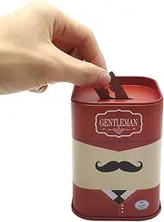 DHinkyoung Safety Razor Blade Disposal Case, Used Double Edge Razor Blade Disposal Container, Gentleman Style Detachable Razor Blade Bank with Red Beard Pattern for Salon and Barber Shop (Red)