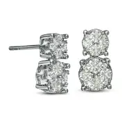 1.5 CT. T.W. Composite Diamond Double Drop Earrings in 14K White Gold