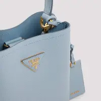 在飛比找Yahoo!奇摩拍賣優惠-Prada 淺藍 手提 肩背 兩用 水桶包 托特包 側背包 