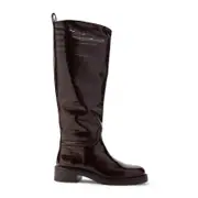 [Stuart Weitzman] Stuart Weitzman-Brown Celia Calf Leather Riding Boots-Donna 39 IT