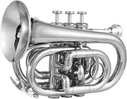 zolyet Bb Trumpet Pocket Trumpet with Mouthpiece Carry Bag Gloves Cleaning Cloth Brass Instrument Silver