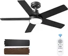 Ceiling Fans with Lights, 42 Inch Black Ceiling Fan with Light and Remote Contro