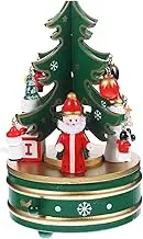 Christmas Tree Music Box, Cabilock Wooden Music Box with Figurines Ornaments, Rotation Christmas Music Box Small Figurines Xmas Present Indoor Room Table Decoration for Boys Girls Adults