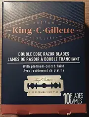 King C Gillette Double Edge Razor Blade Refills 10 Count Box