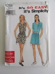 Simplicity 8206 Romper Misses Easy Sewing Pattern Uncut Size 6-16