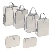 6Pcs Compression Packing Cubes Suitcase Organizer Bag Luggage Storage -Beige