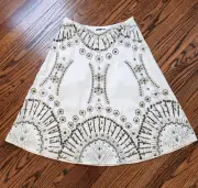 NEW Anthropologie Basil & Maude Skirt Metallic Sequins Studs & Embroidery Sz 4