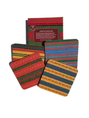 African Textile Design set of 4 Drink Coasters new in box