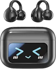 M100 Clip On Ear Headphones with Visual Audio, Smart Touchscreen Bluetooth Ear Buds, Open Ear Earbuds Wireless Bluetooth, Sport Waterproof, for Music & Phone Calls (Black)