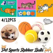4 or 12 Pack Mini Rubber Balls for Dog and Cat Play Puppy Fetch Training Toys