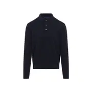 [Ralph Lauren Purple Label] Ralph Lauren Purple Label-Blue Silk Polo-Uomo L STAND