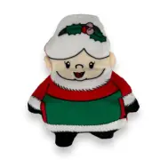 Merry and Bright Mrs. Clause Crinkle Thrash Flat Plush Dog Toy Winter Holiday