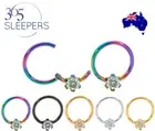 1 Pair 365 Sleepers 16G Steel Flower Gem Hinged Hoop Segment Sleeper Earrings