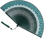 RORPOIR Chinese Style Handheld Fan Japanese Folding Fan Lace Silk Fabric Decorative Fan for Dance Party Wedding Home Decor Photo Props